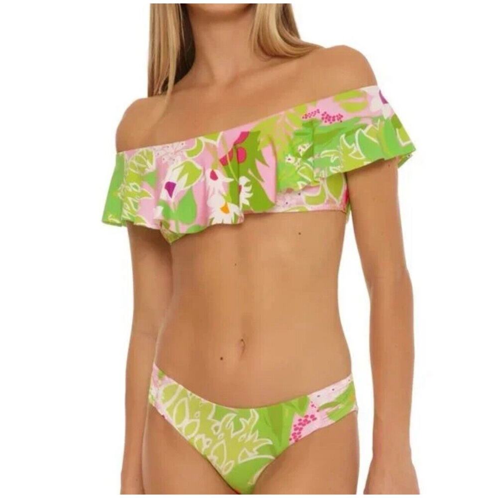 EUC Trina Turk Bandeau Bikini Set Top AND Hipster Bottoms Size 14 La Palma